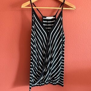 Bailey 44 Striped Surplice Cami – Black & White Draped Tank Size M